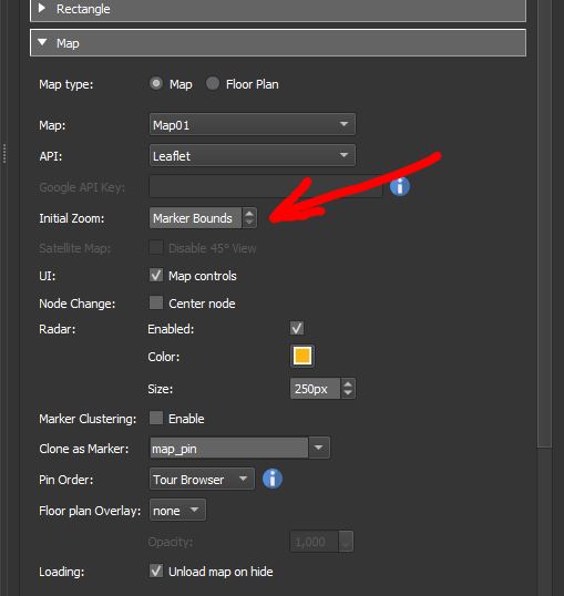 Maps setting &quot;Initial zoom&quot; is &quot;Marker Bounds&quot;