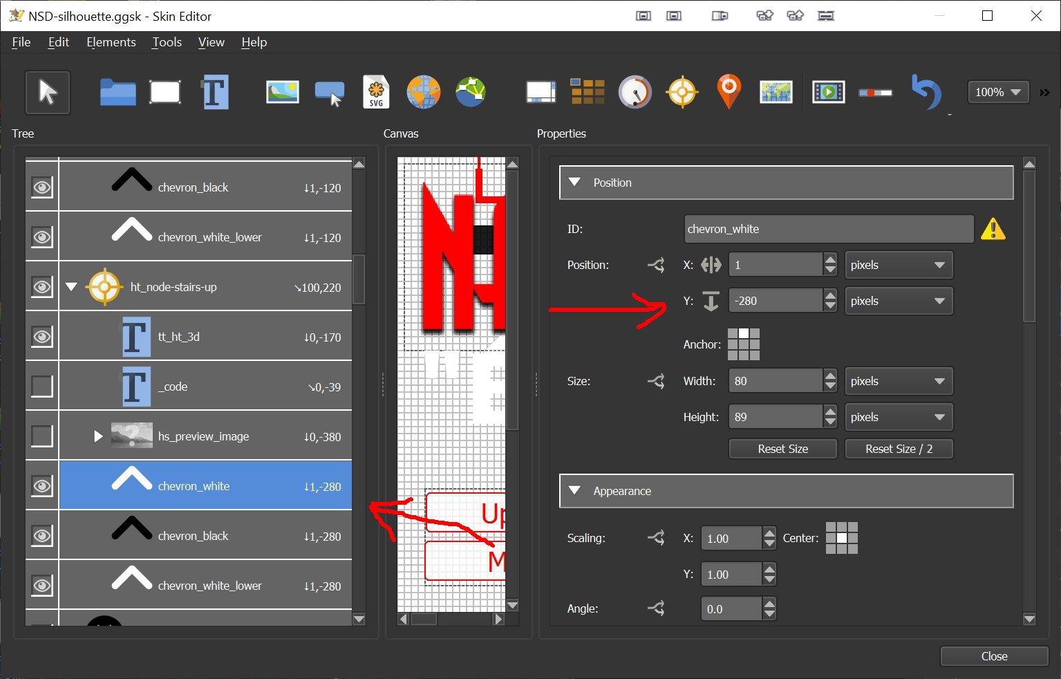 Change the Y position property as needed in the duplicated element.jpg